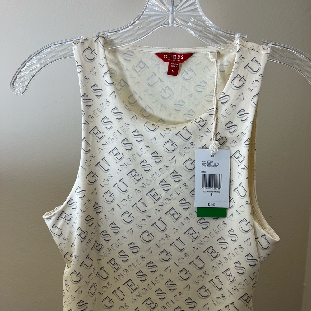 GUESS Women's Cream Logo Tank Top